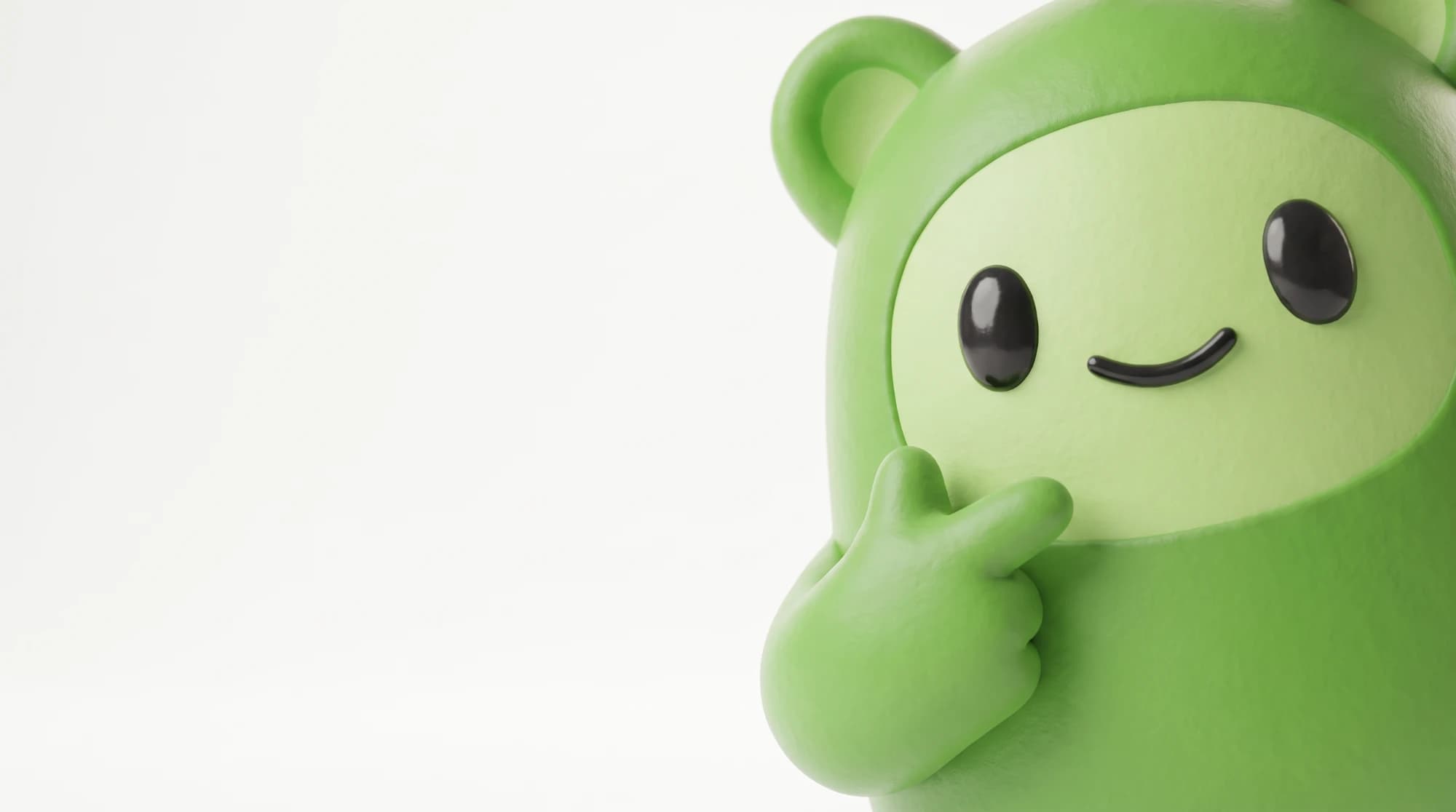 Growfy thinking with a hand on its chin